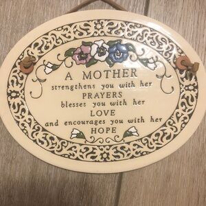 Genuine Trinity Pottery Floral Decorative Plaque with Inspirational Quote oval